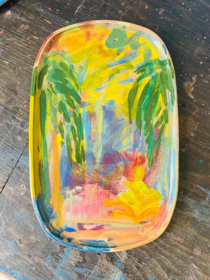 Hand Painted Valet Tray- Palm Landscape by Sally King Benedict
