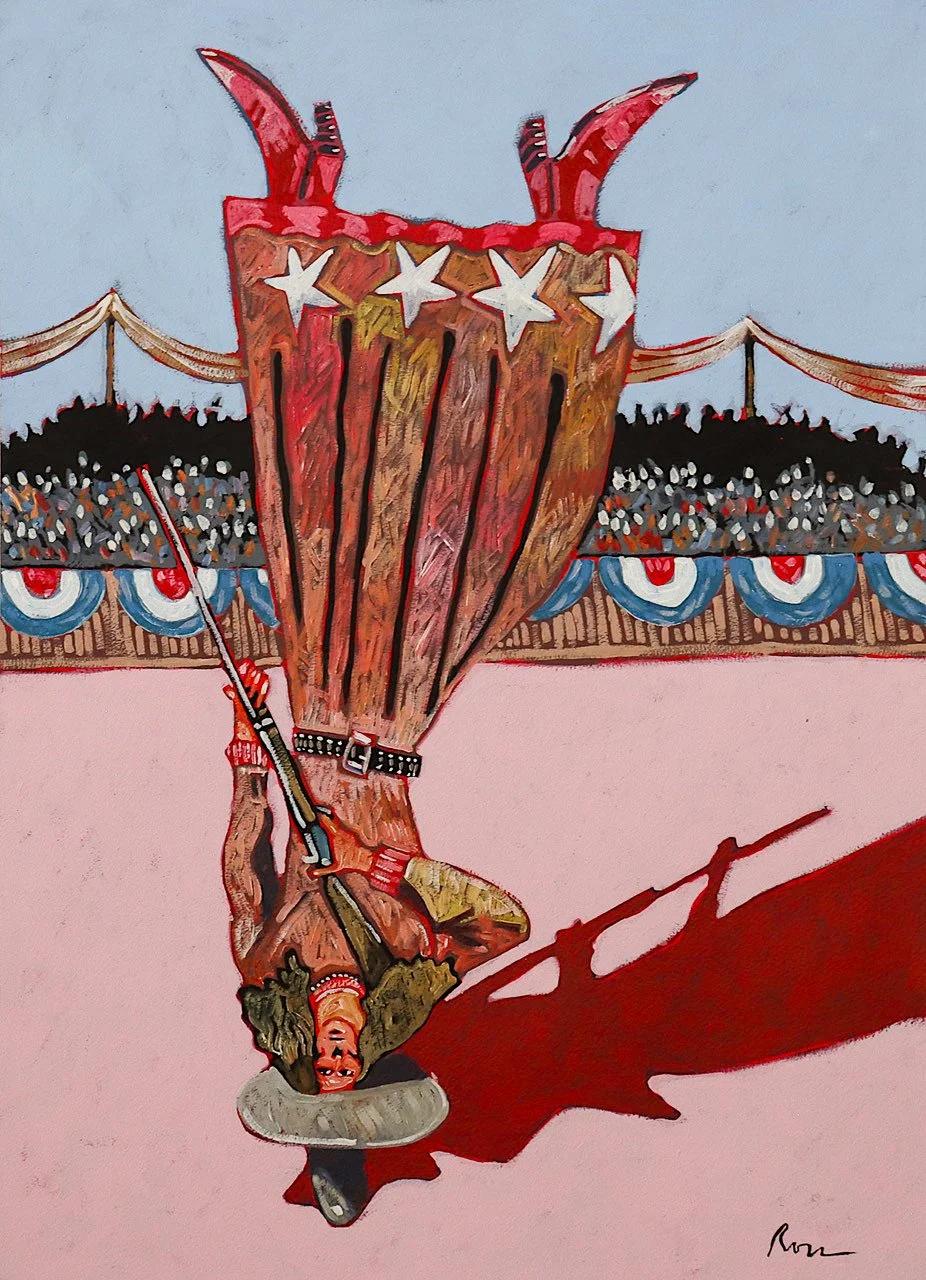 Upside-down Annie Oakley by Thom Ross