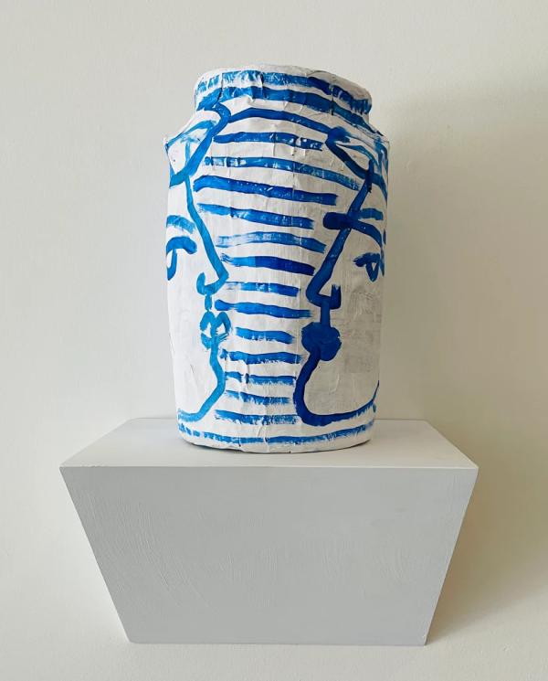 Blue Double Mache Vase by Sally King Benedict