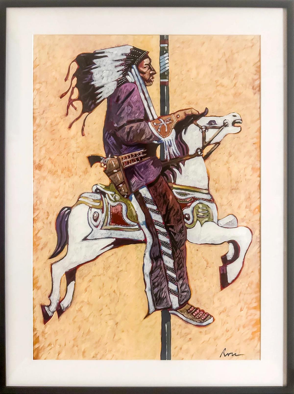 Indian on Merry-go-round by Thom Ross