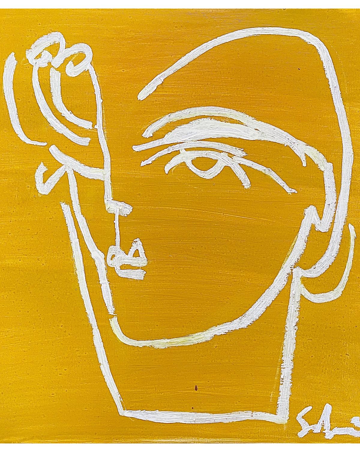 Ochre with Line Face by Sally King Benedict