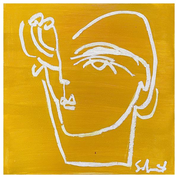Ochre with Line Face by Sally King Benedict
