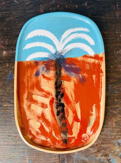 Hand Painted Valet Tray- Palm by Sally King Benedict