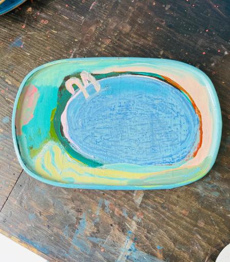 Hand Painted Valet Tray- Pool by Sally King Benedict